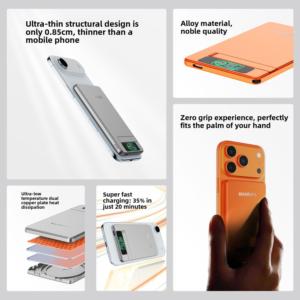 Ultra-Slim Magnetic Power Bank with Stand